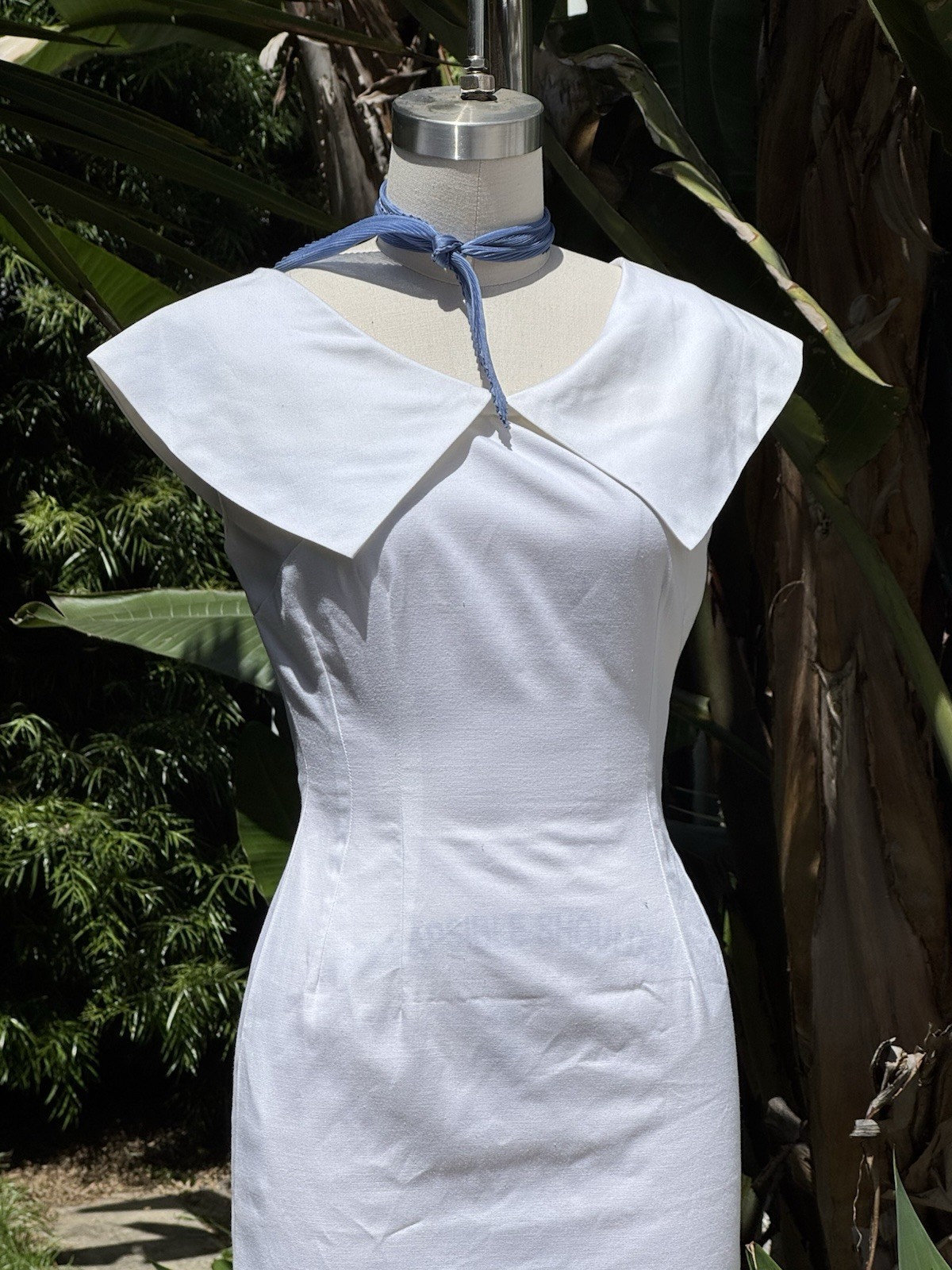 Vintage 60s Minimalist Pencil Wedding Dress Bridal Xs S