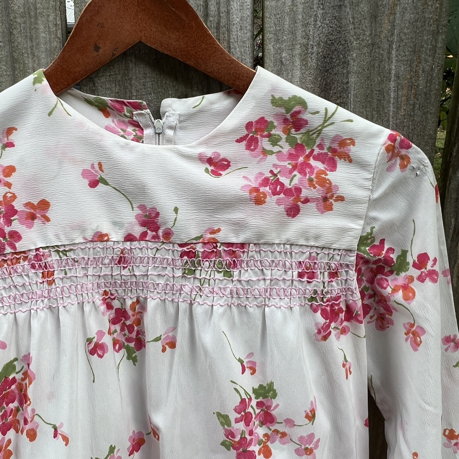 Vintage 60s 70s Pink Floral Kawaii Dress W/Matching Headband Cottagecore XS 0/ 2