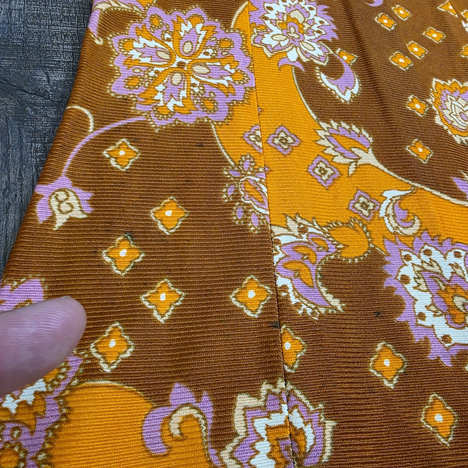 Vintage 60s 70s Maxi Dress Size 11 Orange Brown Floral Hippy Psychedelic Acetate
