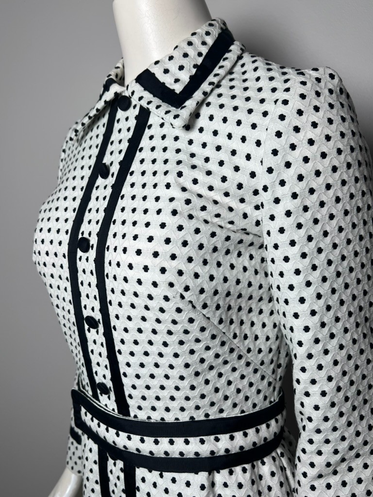 Vintage 1960s Custom Made Polka Dot Dress with Belt – Mod Jackie O Style