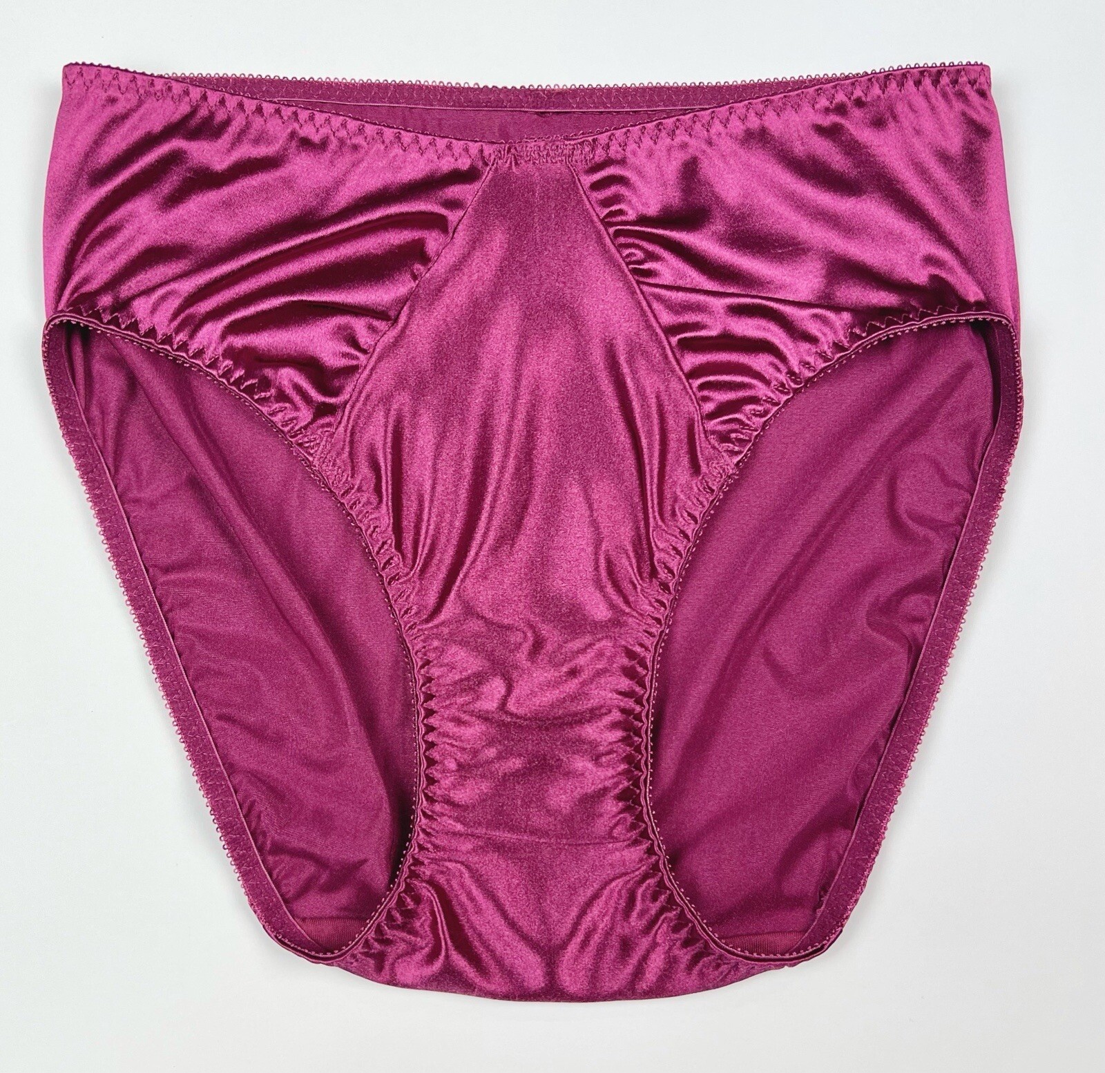 Hi-Cut Satin Brief with Ruched Accents · Burgundy · XL/8