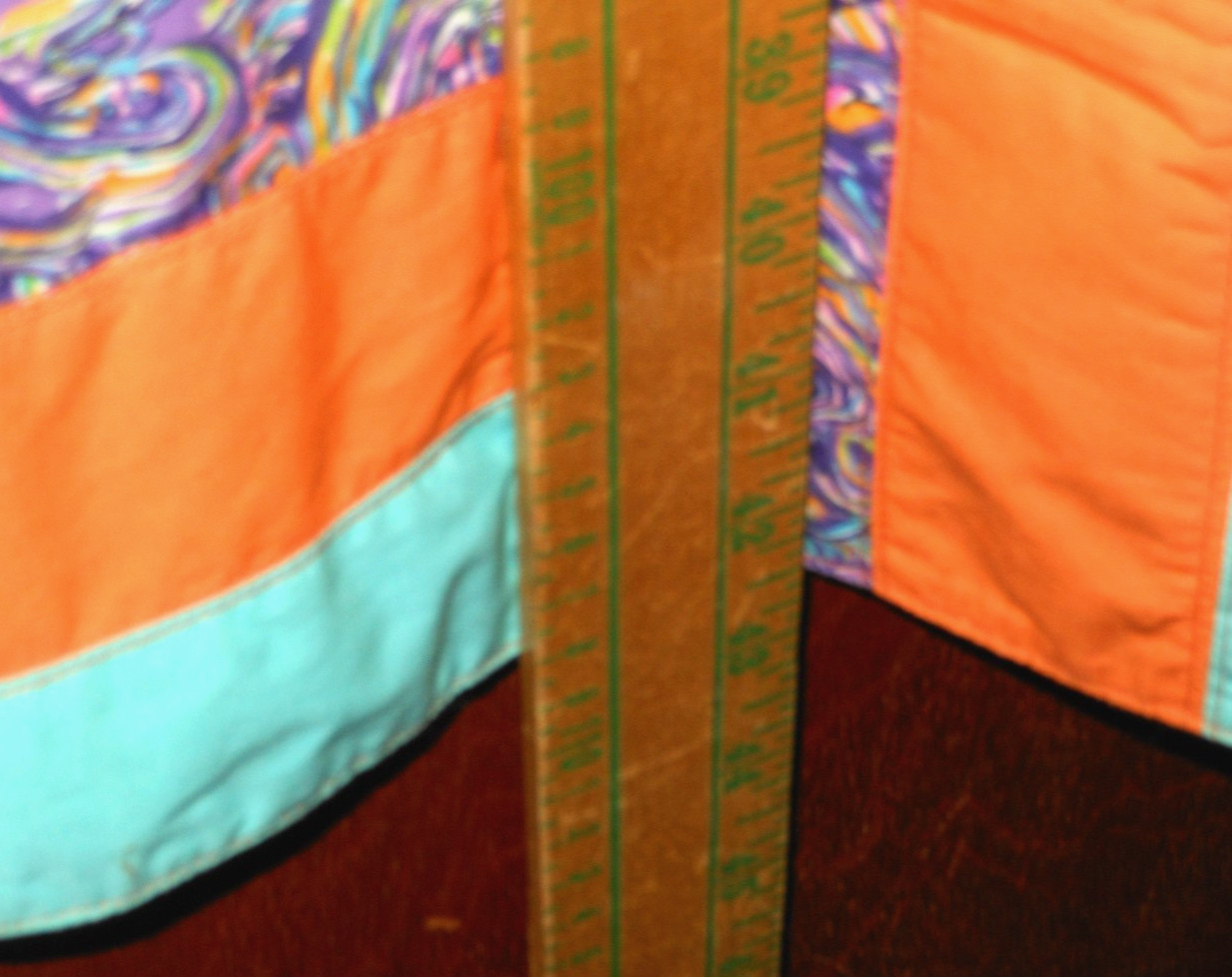 Homemade Wife 70’s Patchwork Orange/Teal/Purple Hostess Maxi Wrap 42&Prime;L x 34&Prime;W