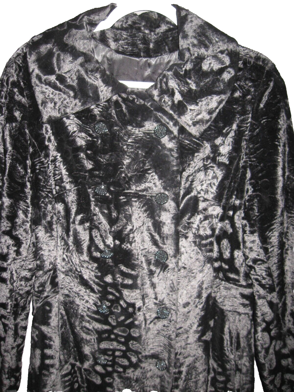 Vintage 1960&rsquo;s Black Crushed Velvet Coat Montaldo&rsquo;s & Borella Sportowne England
