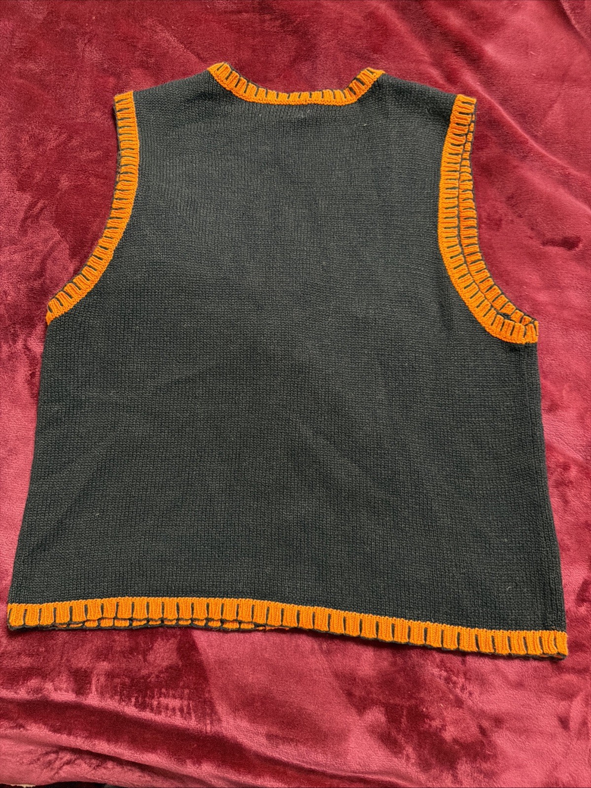 Women&rsquo;s Vintage Basic Editions Black/Orange Embellished & Beaded Halloween Vest