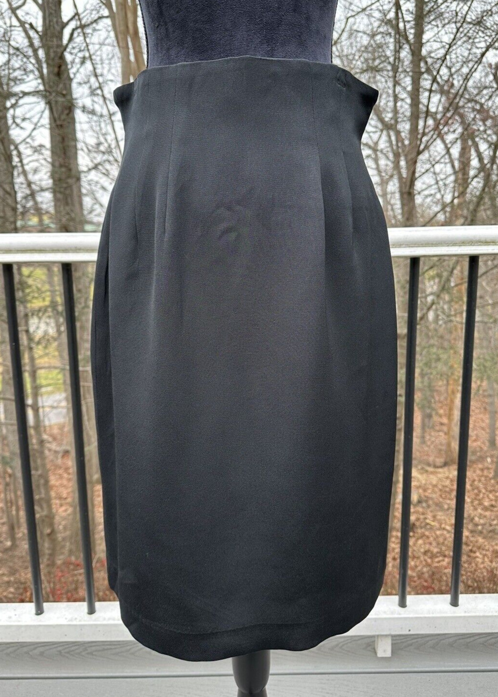 Flora Kung Vintage Womens Skirt Size 14 Black Pure Silk Lined High Waisted