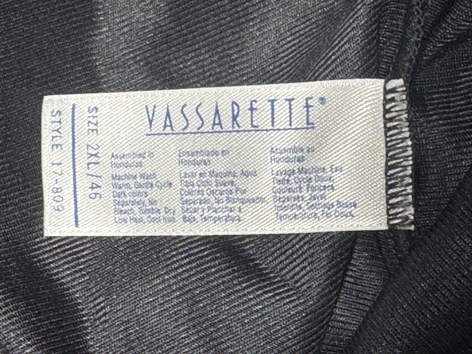 Vtg VASSARETTE SILKY BLACK nylon camisole Cami Fairy Whimsical 17-809 Sz 2XL EUC