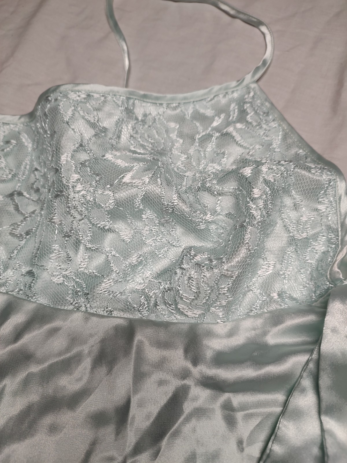 Secret Treasures Mint Green Silky Sheer Lace Nylon Nightie Nightgown Womens 2XL