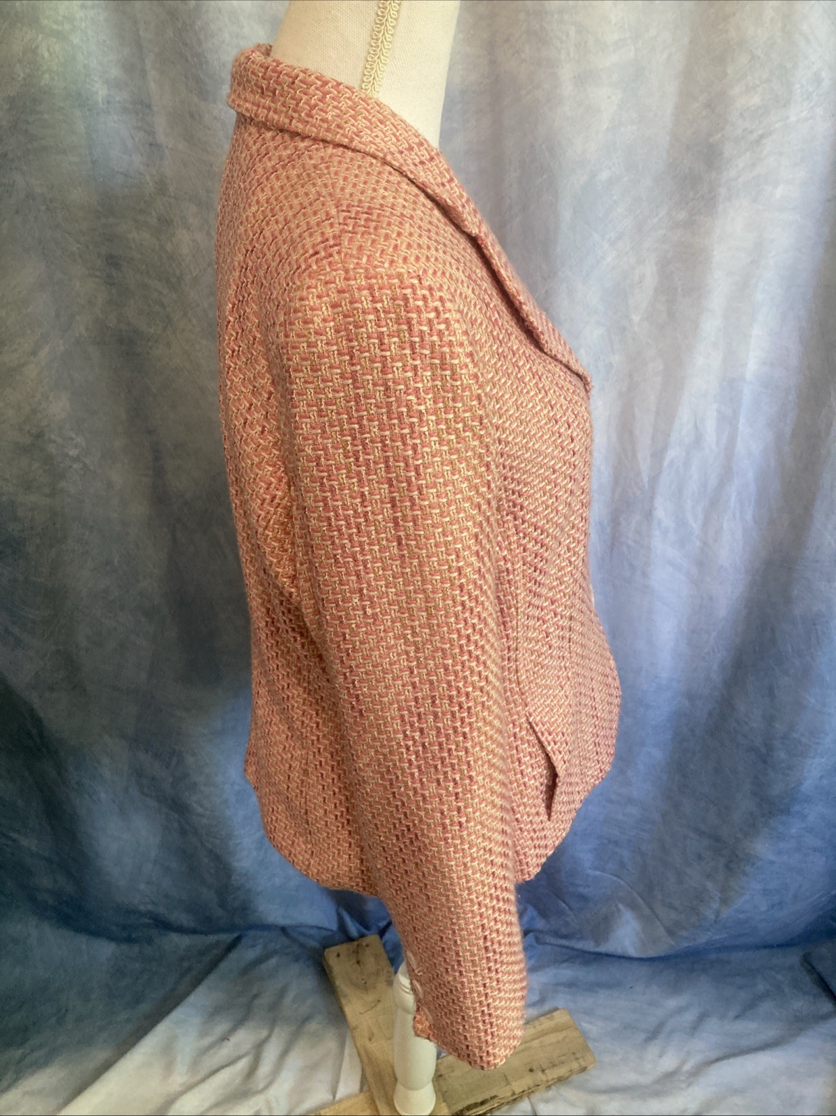 VTG 90s Y2K Villager Liz Claiborne Pink Tweed Blazer Jacket Lined Size 10