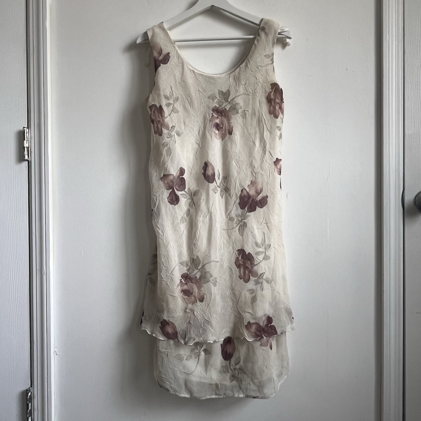 Vtg Jeffrey & Dara Translucent White Floral Open Jacket & Dress Set Size 8 Weddi