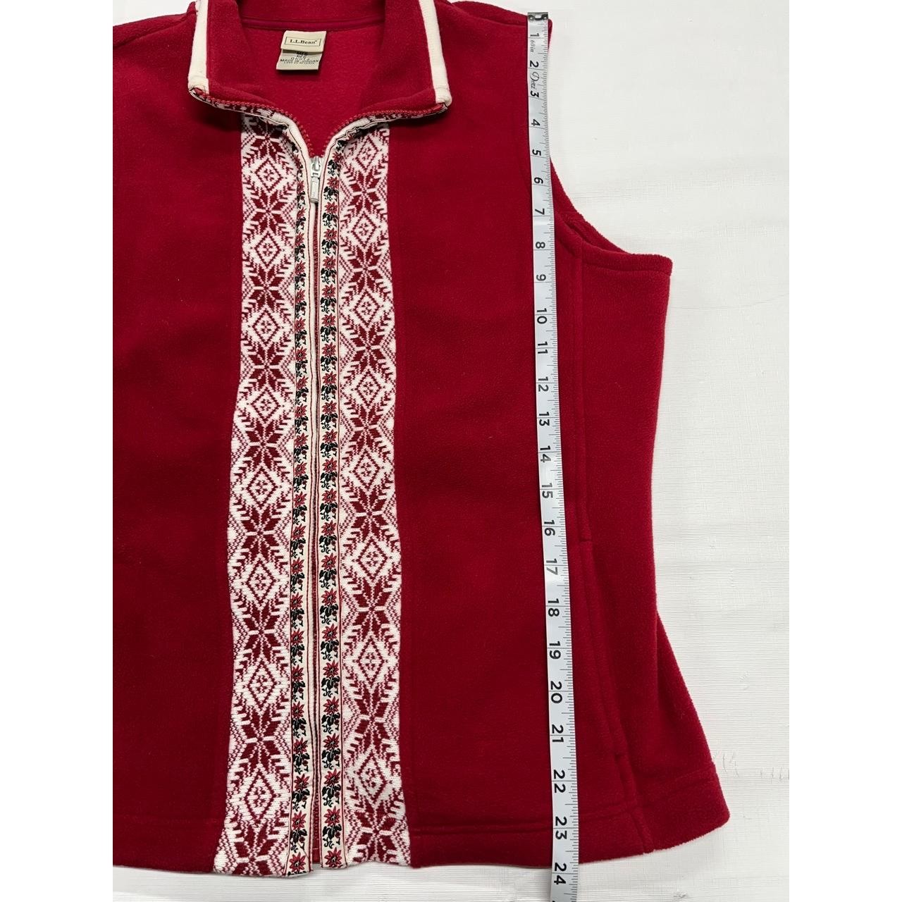Vintage L.L.Bean Women&rsquo;s Red Fleece Decorative Trim Full Zip Vest Medium