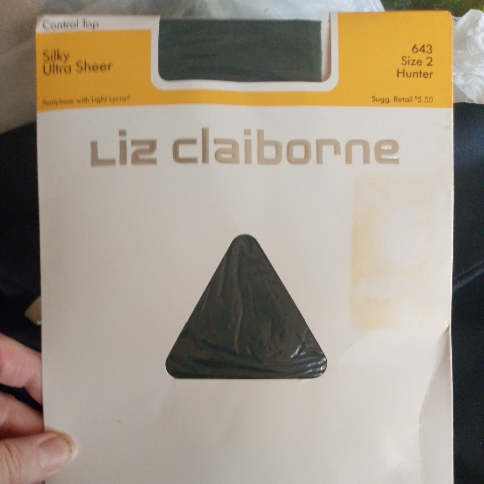 VTG Liz Claiborne Ultra Sheer Hunter ,size 2,Control Top Pantyhose 1990 Sty 823