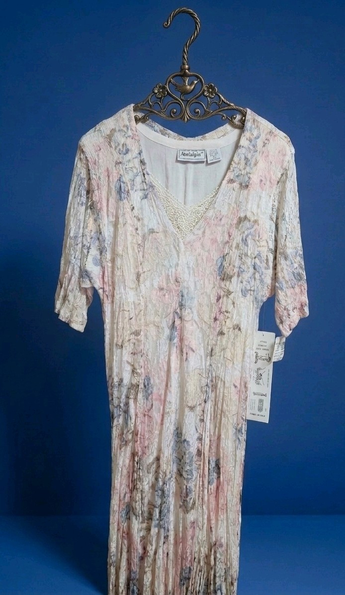 VTG 90s Nostalgia Floral Lace Maxi Dress L NWT Cottagecore Fairy Coquette Boho