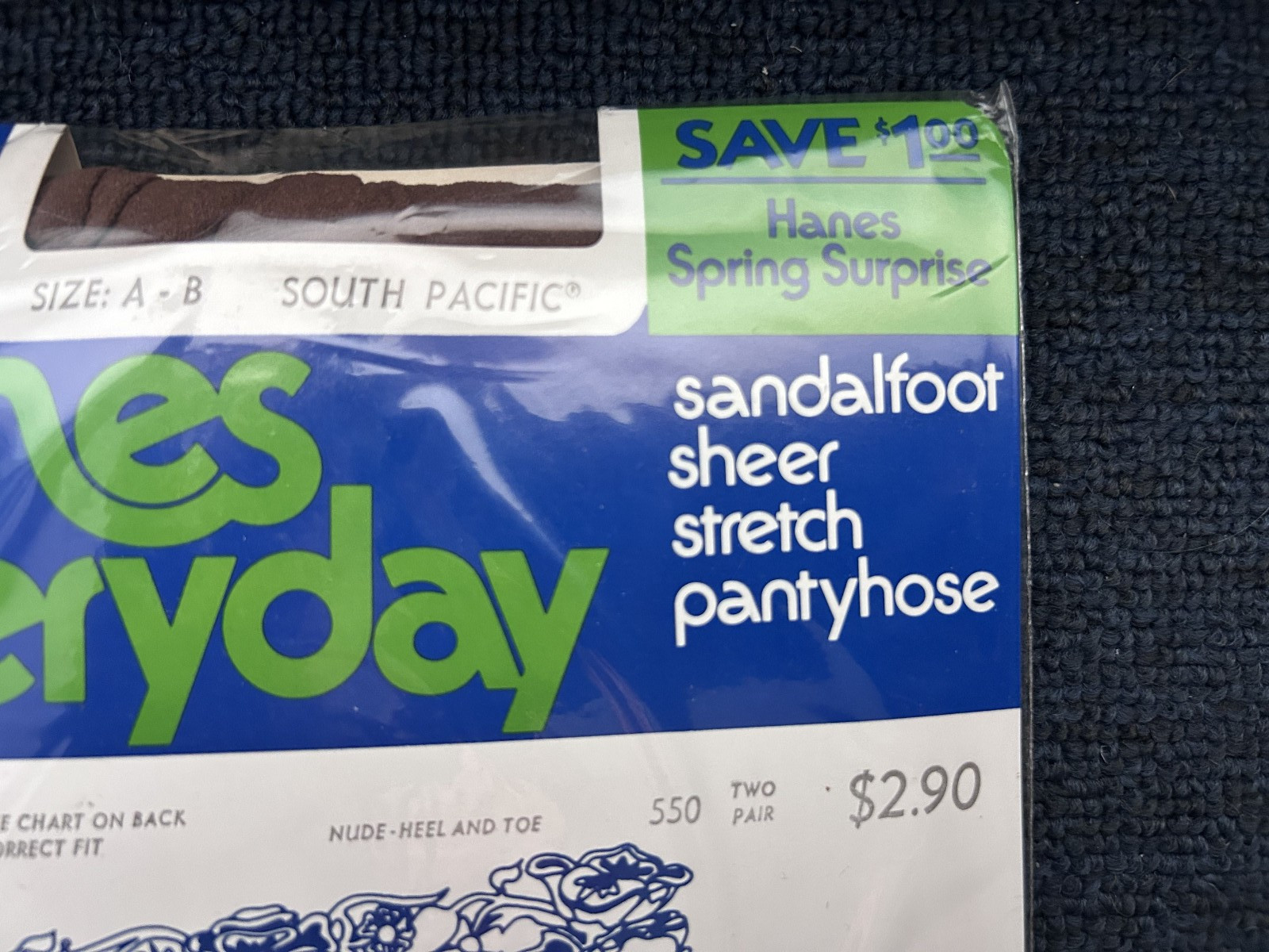 Vintage Hanes Everyday Pantyhose Sandalfoot Sheer Stretch South Pacific – SEALED