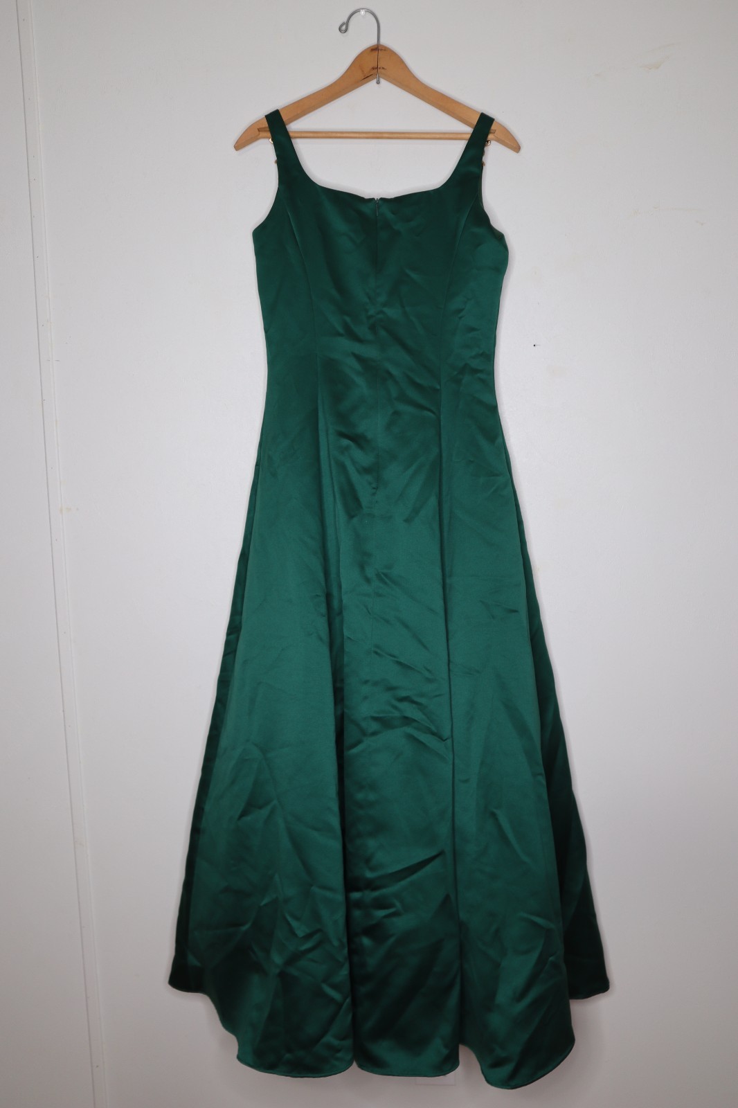 Vintage Scott McClintock Green Satin Maxi Dress Mother Bride Party Prom Medium