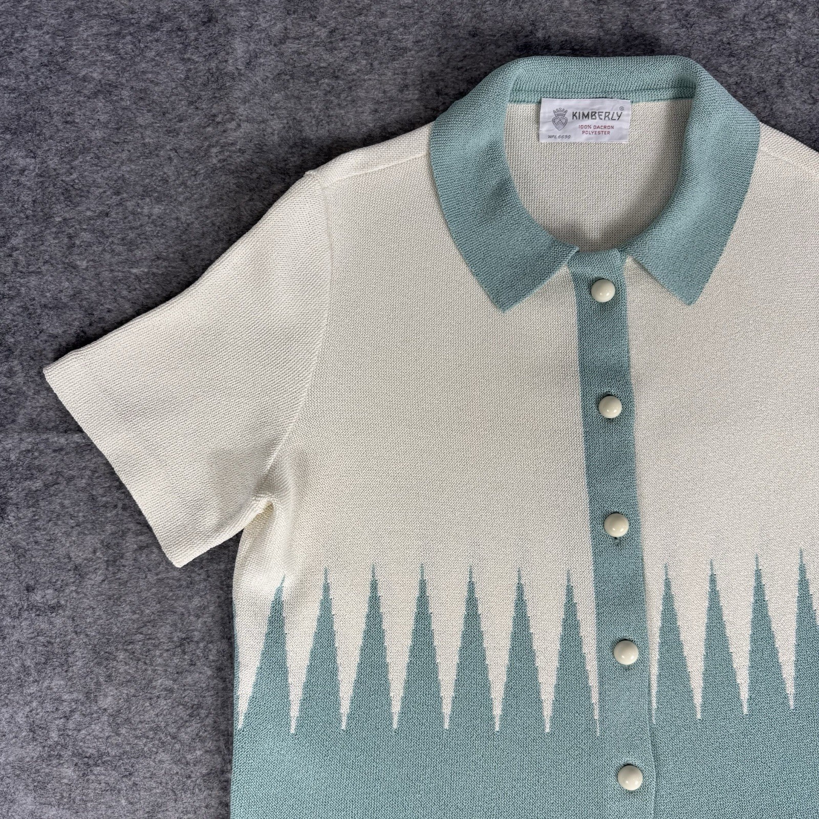 Vintage 70s Kimberly Knit Polo Women’s Size 20 Rockabilly Mod Disco Sweater Golf