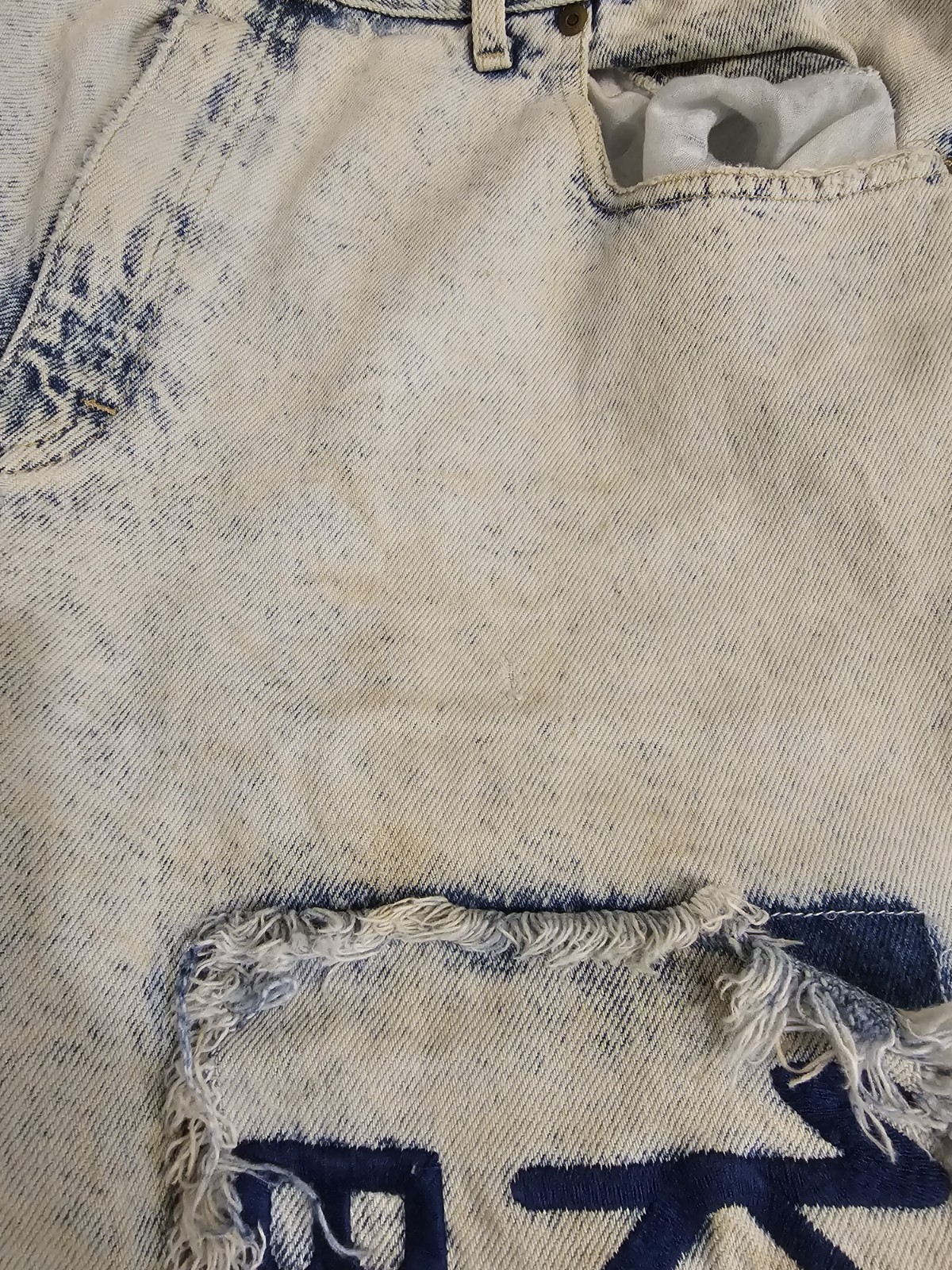 Vintage Kozmic Bluez Distressed Patchwork Jeans 36/32 USA Read Description!!