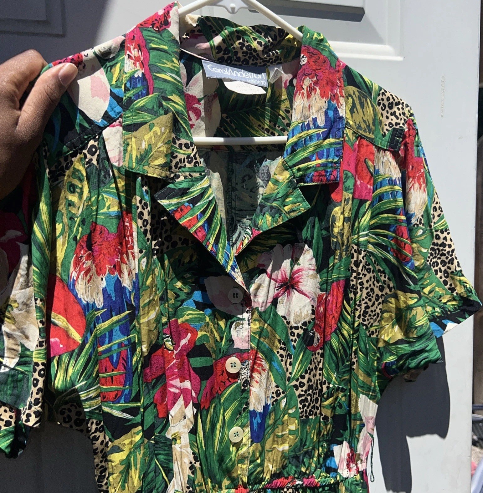 Vintage Carole Anderson Tropical Jumpsuit Viscose SZ 9/10 S/M Pants