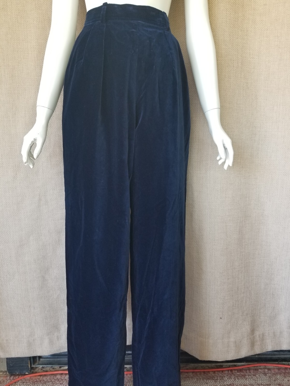 1980&rsquo;s YVES SAINT LAURENT RIVE GAUCHE Blue Velvet trousers Womens Vintage Pants