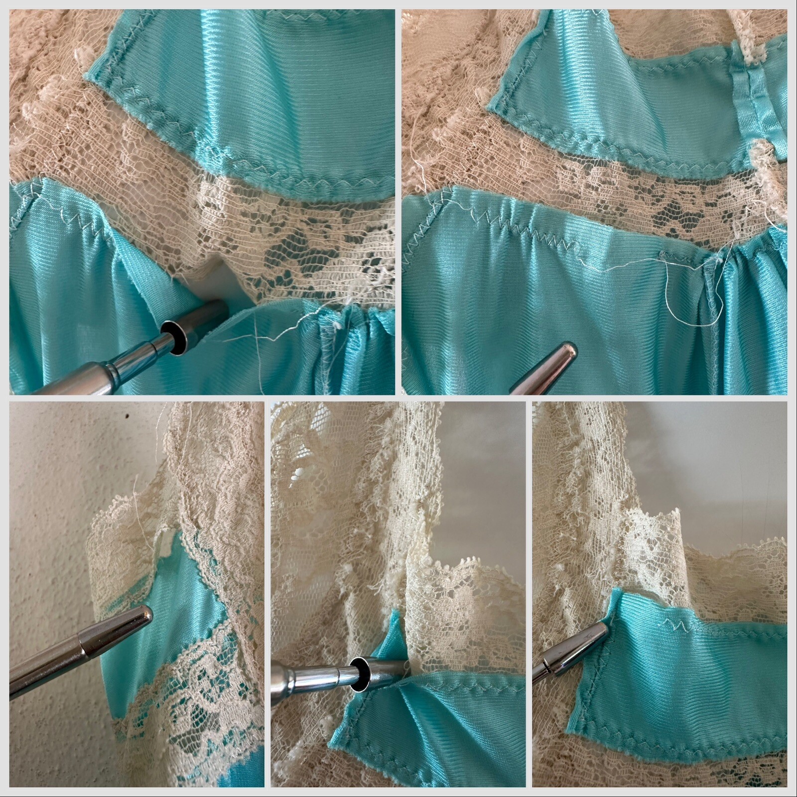 1970s Miss Elaine 2 Pc Lace Bed Jacket Negligee Nightgown Boho Hostess Gown VTG