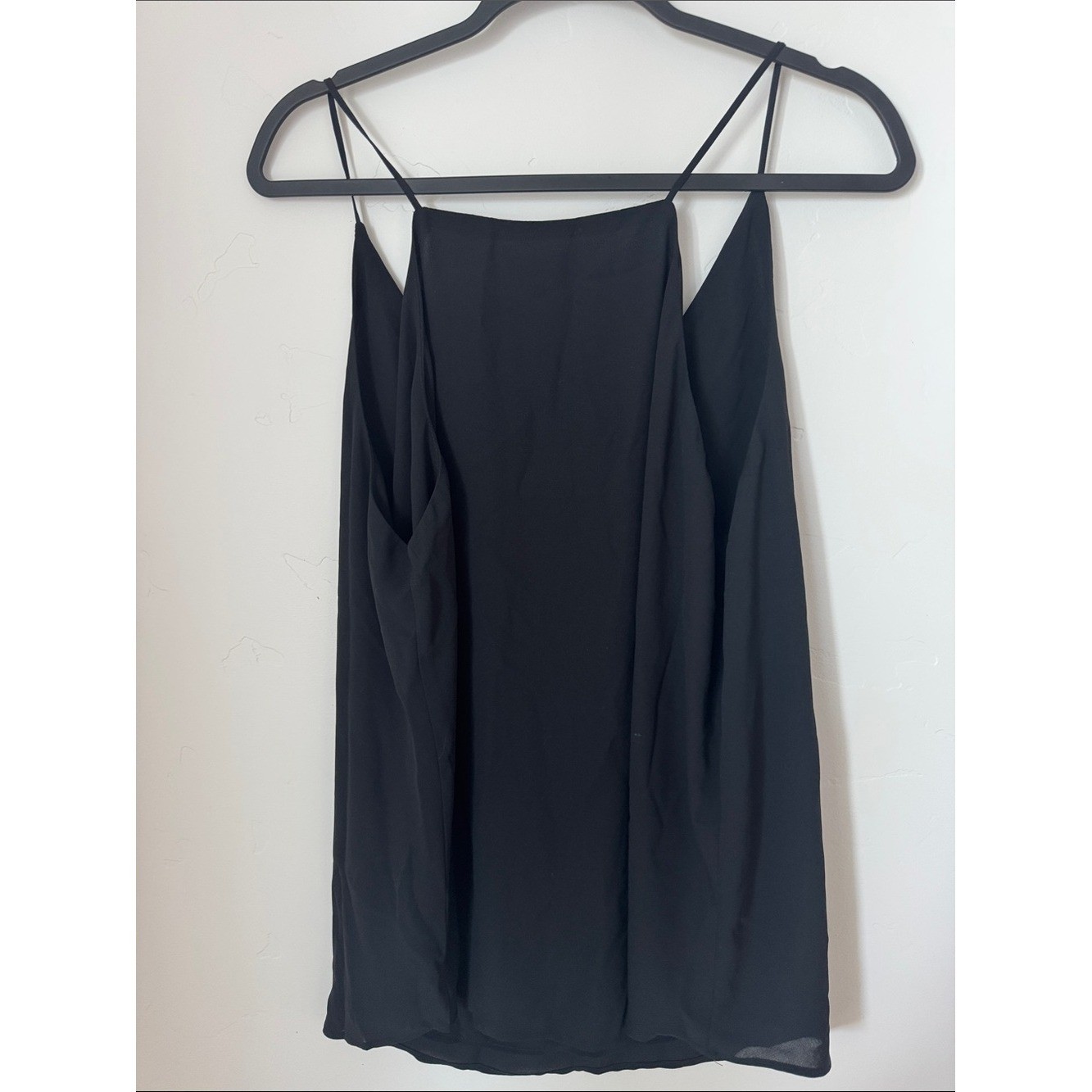 NWT LOFT Black Chiffon Minimalist Office Capsule Lined VNeck Cami Tank Blouse XL