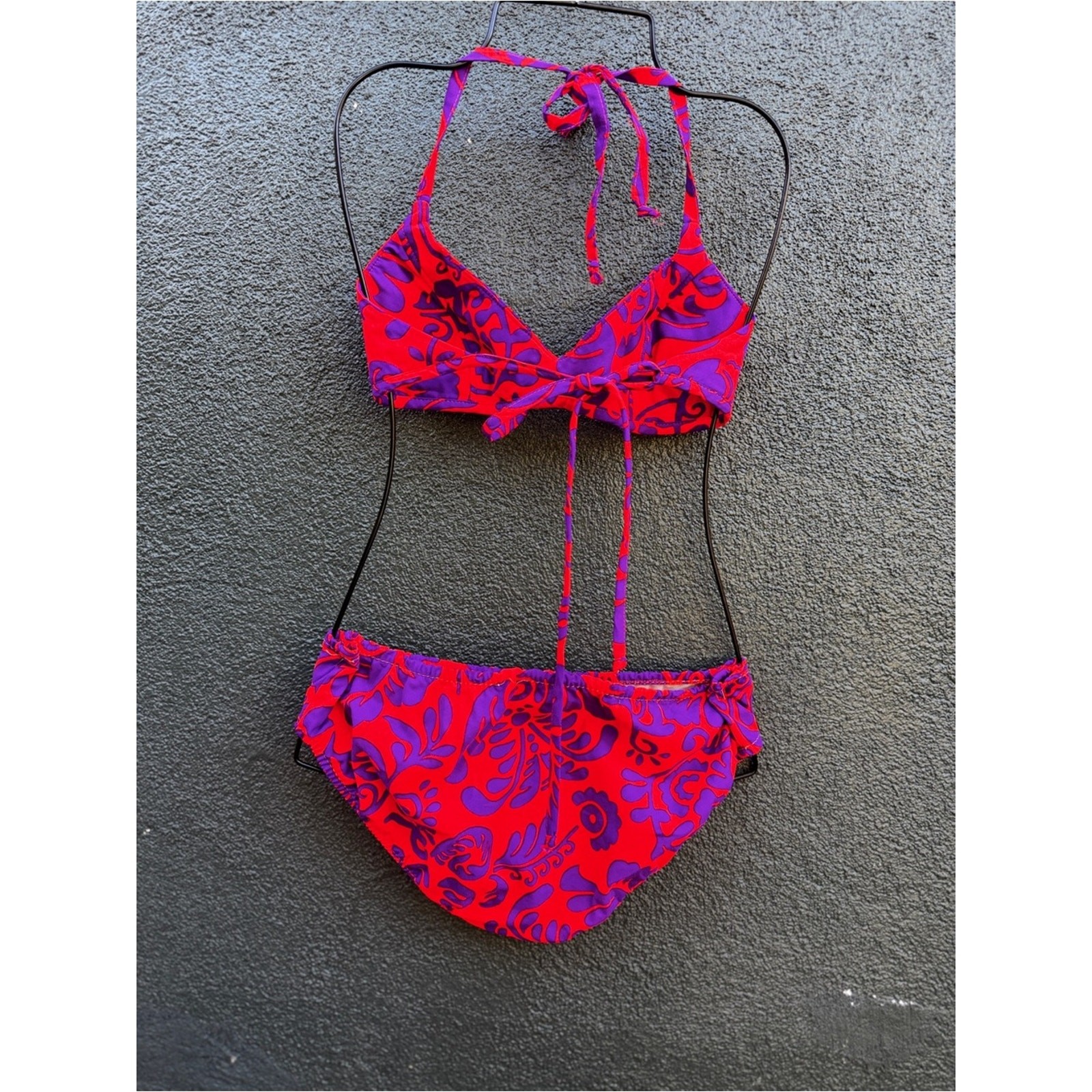 60s Vintage Bright Psychedelic Print Bikini Set Sz SM