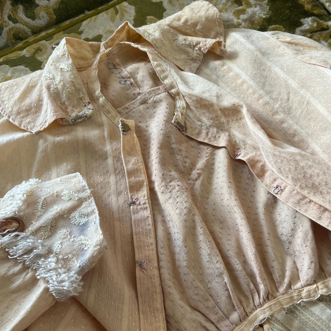 Antique Edwardian Blouse Wounded Bird 1900s XS