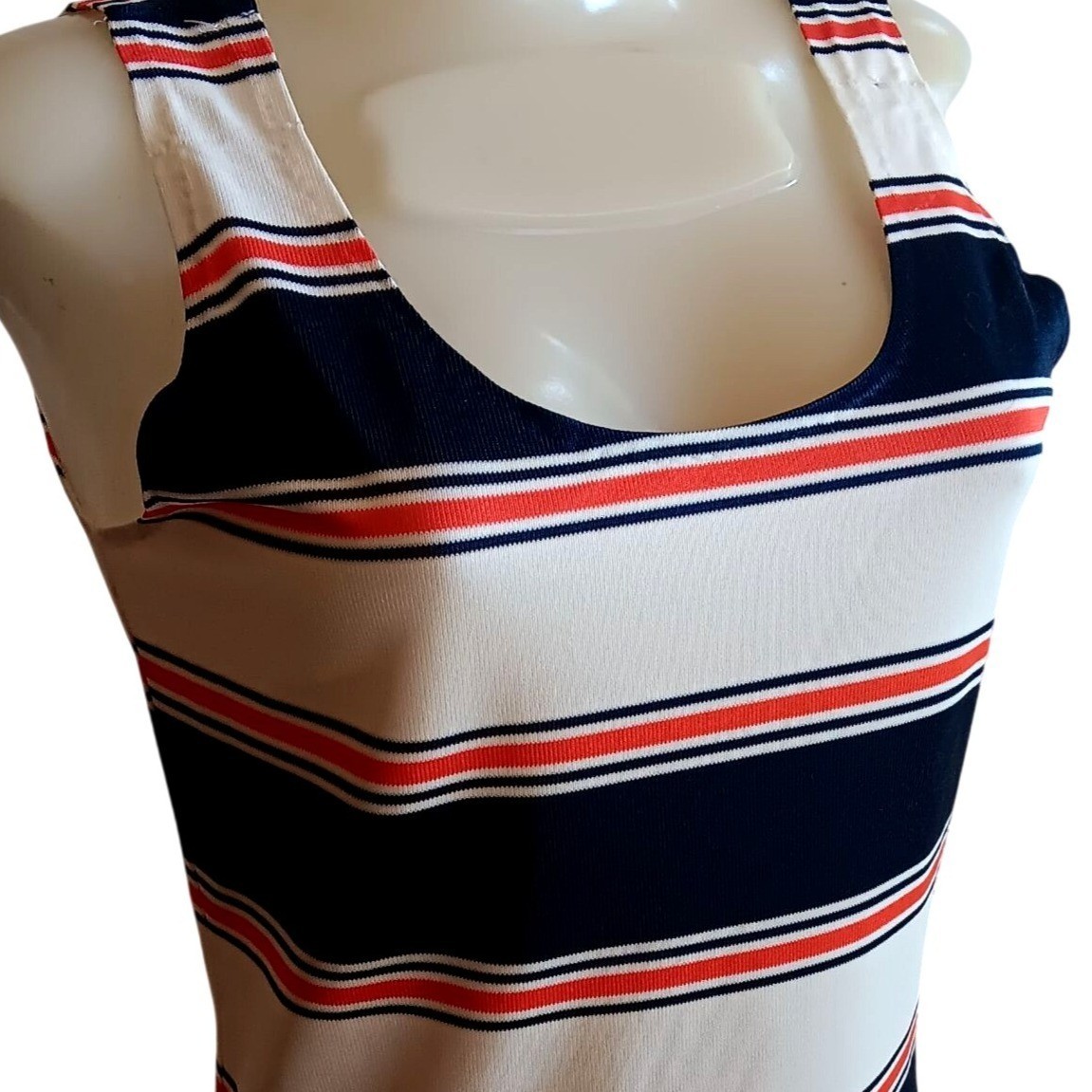 True Vintage Tank Top 1OF1 Medium Striped Red/White/Blue Scoop Neck 1980s