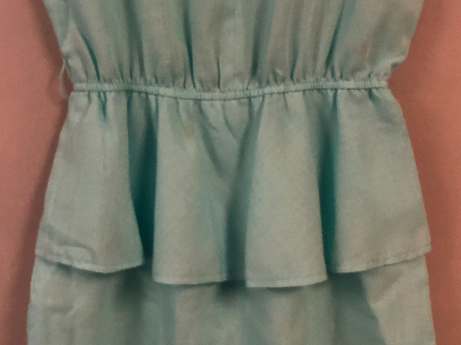 Vintage Leslie Fay Petites Peplum Style Dress Light Aqua Size 10 Cap Sleeves