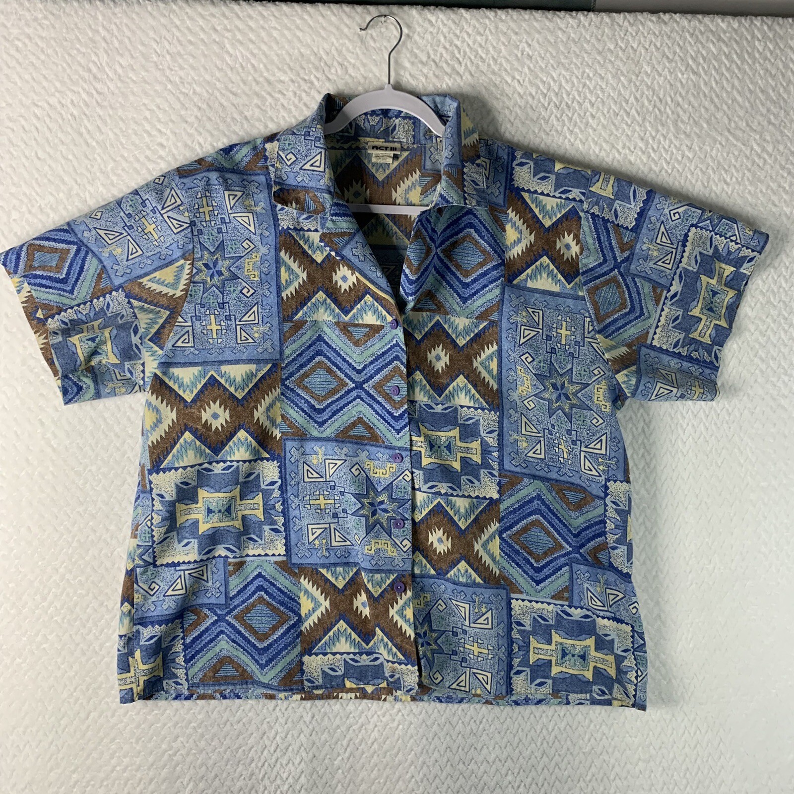 Vintage Act III Women’s Button Shirt Size 18W 38 Western Style Made In USA