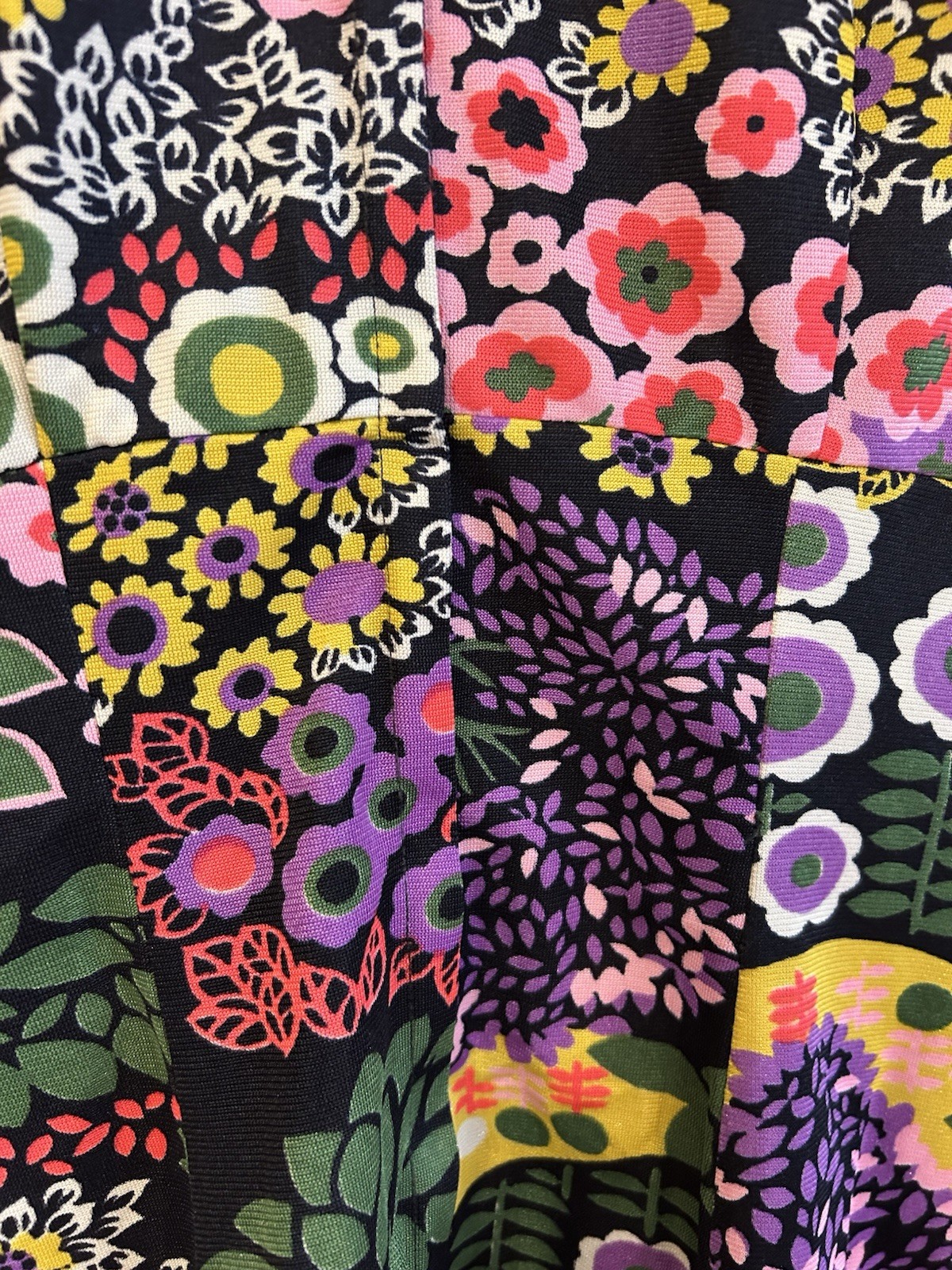 Vintage Psychedelic 60s 70s Floral Micro Mini Dress Groovy Trippy Baby Doll