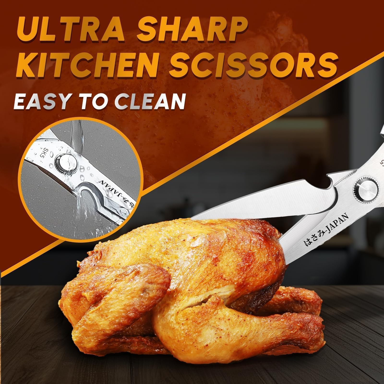 HUUSK Kitchen Scissors Set – Stainless Steel Kitchen Shear, Sharp Meat Scissors