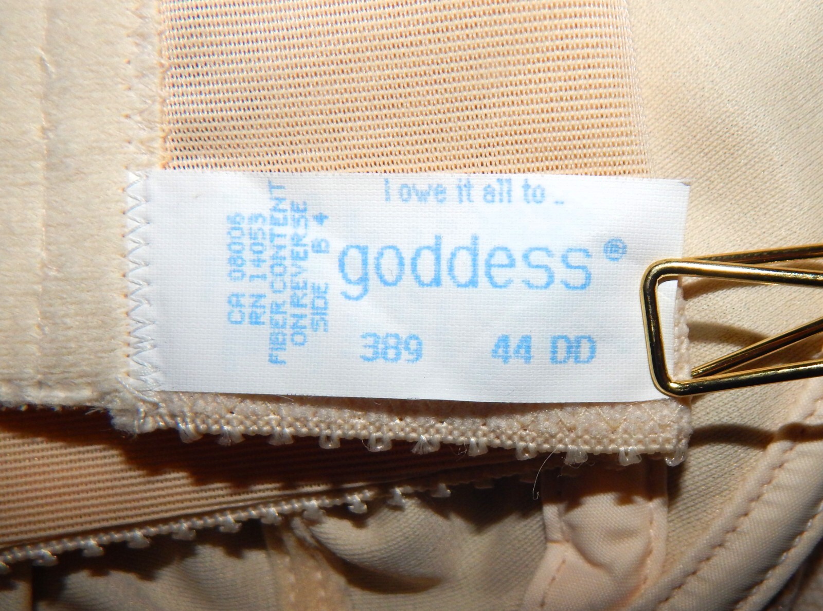 NOS 1970s Goddess Floral Lace Underwire Strapless 44DD Bra-Beige-Style 389-USA