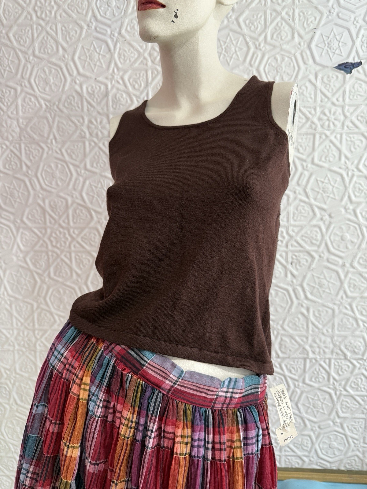 Vintage Emmanuel Ungaro brown sleeveless knit top-Camis- 1980s-1990s-Minimalist-