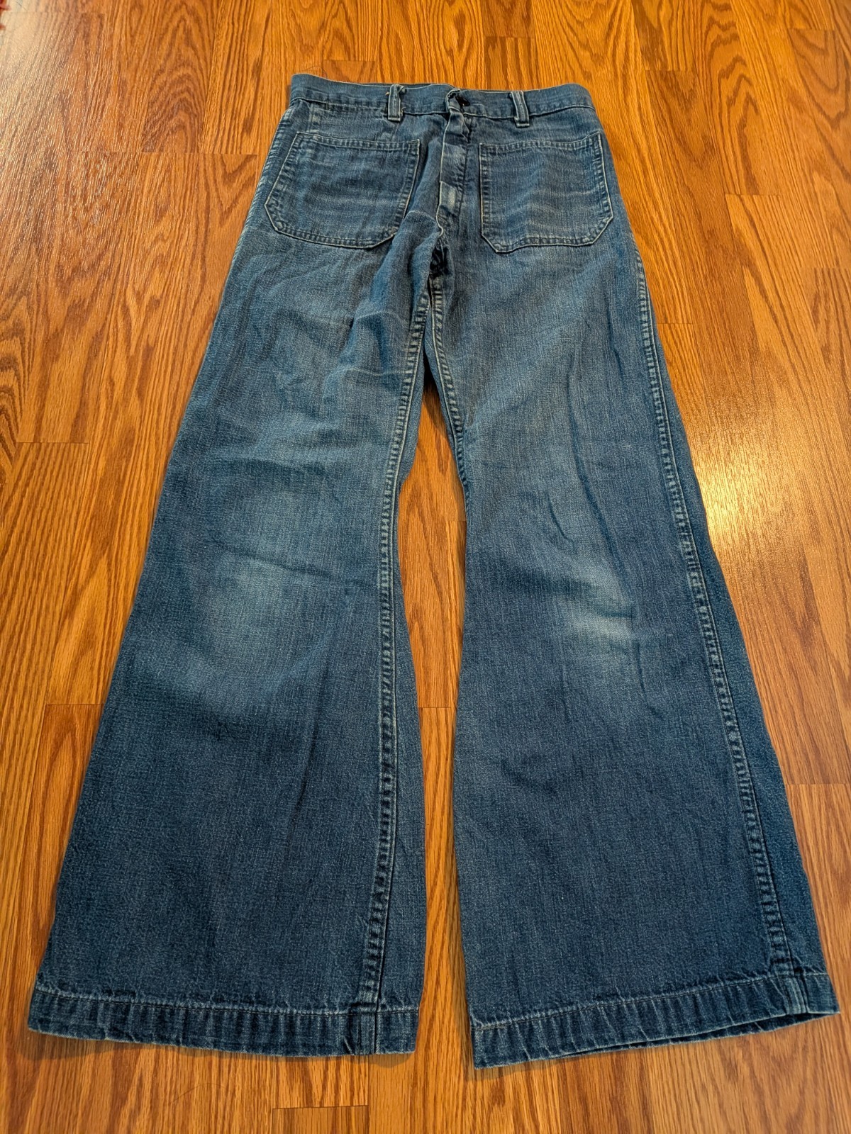 True Vintage 70s 80s Jeans Flare Leg High Rise Sailor Pockets Talon Zipper 27×28