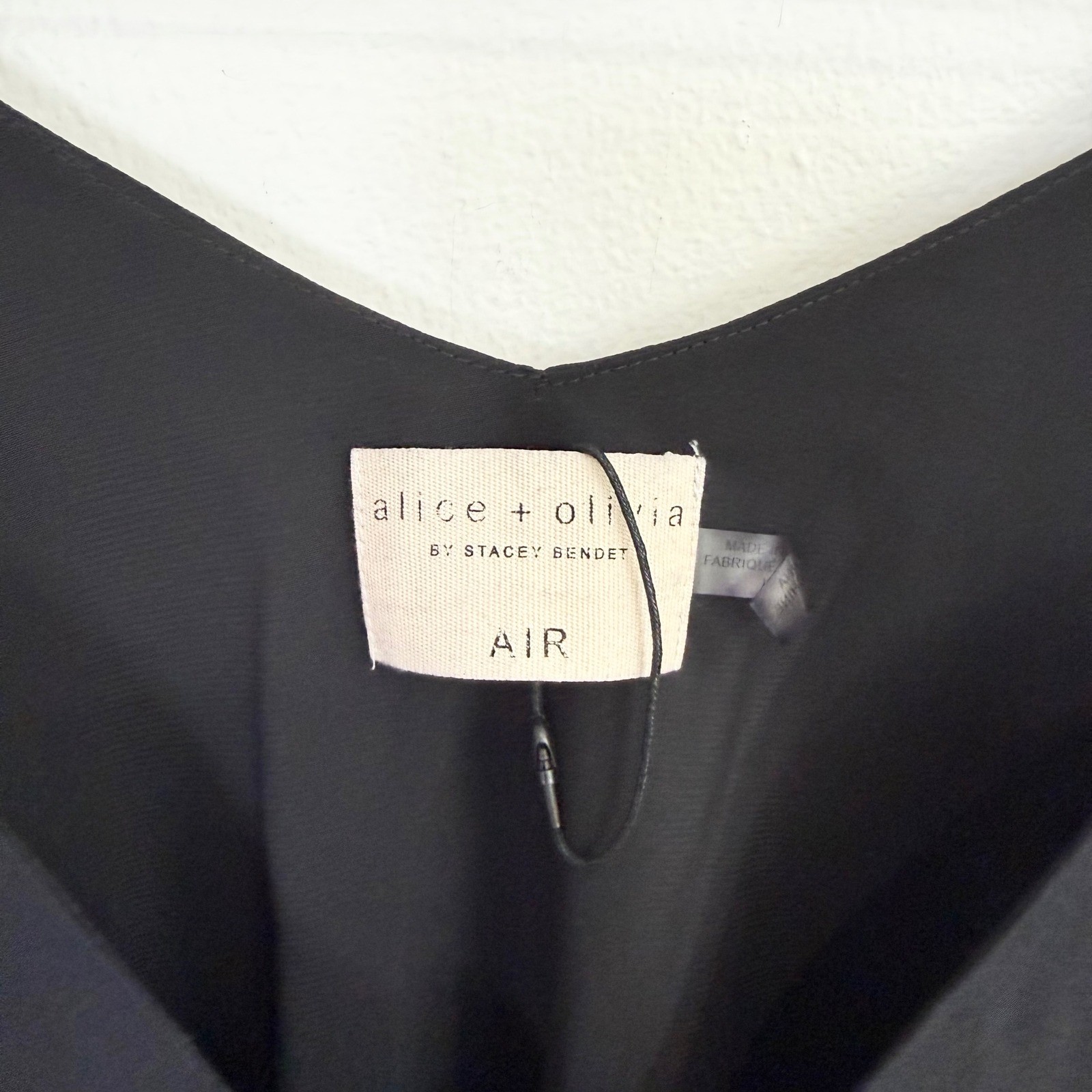 Alice + Olivia AIR Silk Swing Cami Black Spaghetti Strap Tank Top Large