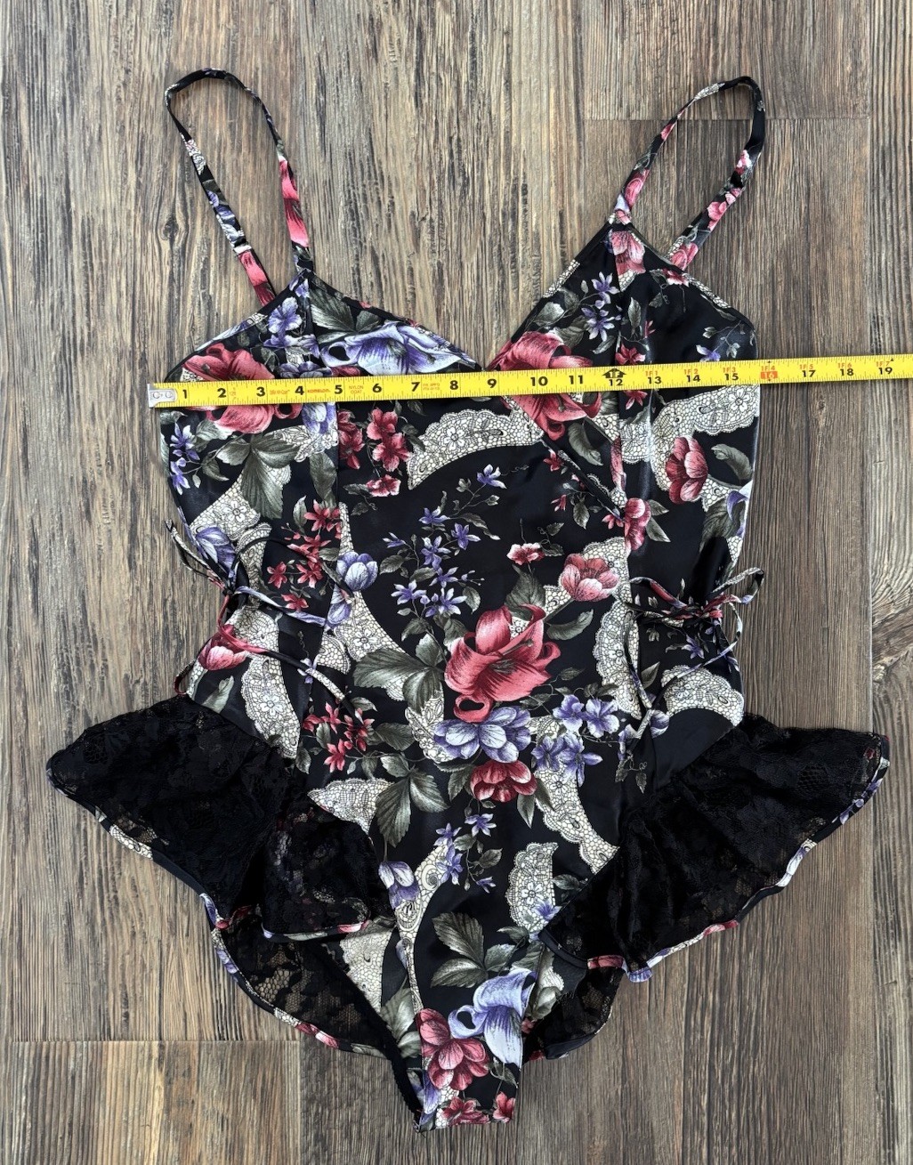 Vtg Victorias Secret Gold Label Satin Floral Teddy Lingerie NO SIZE TAG Lace 90s