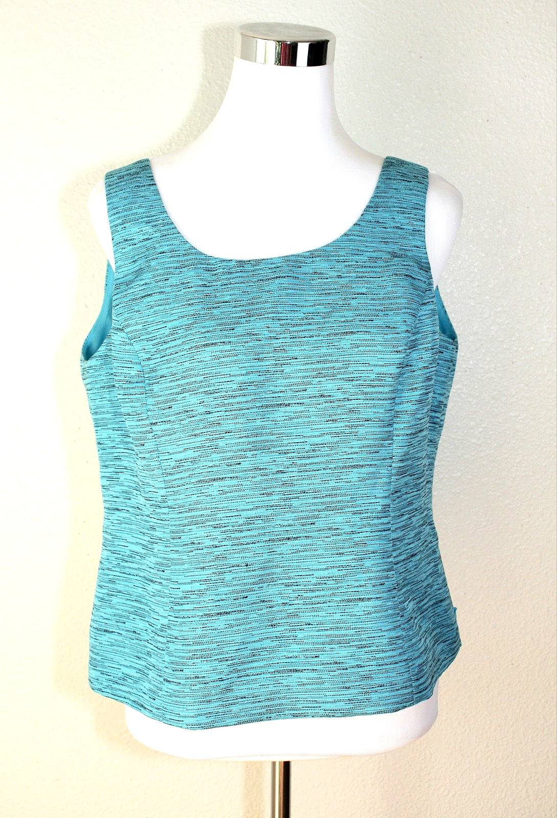 VTG Quiet Luxury Y2K KASPER Set Jacket & Sleeveless Top Sz 12P Turquoise Black *