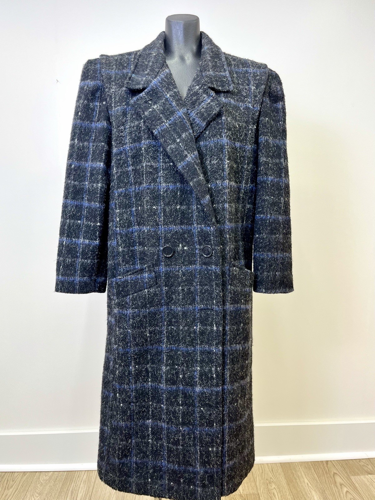 Vintage 80s NYG New York Girl Wool Plaid Overcoat ILGWU Union Made USA