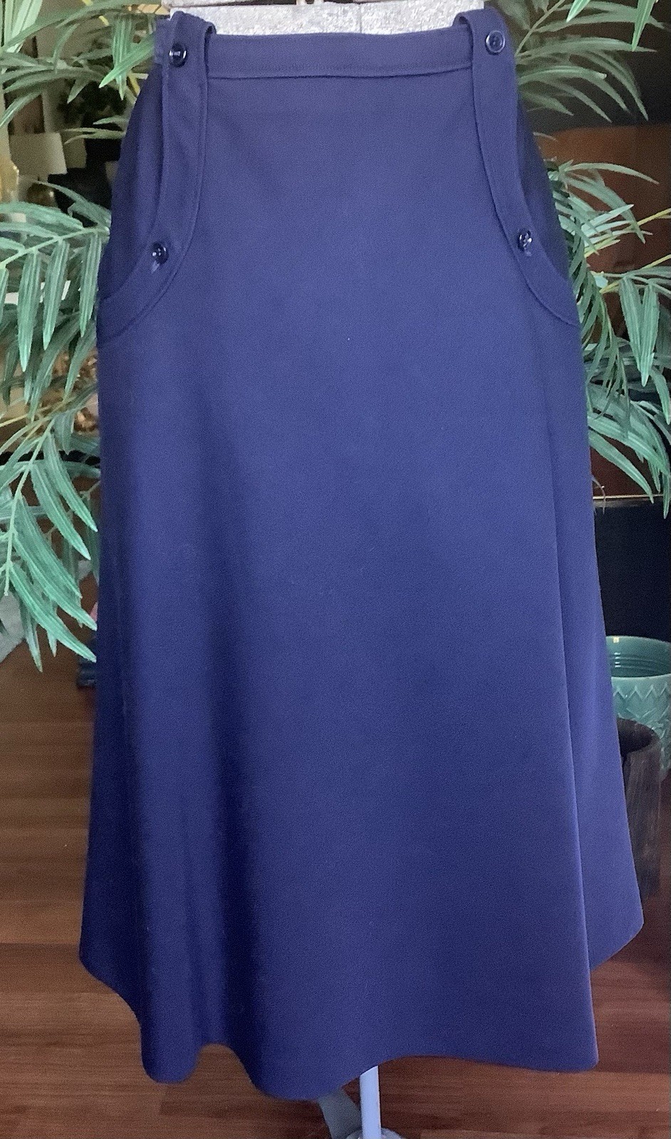Vintage Courreges Navy 100% Wool Skirt Small 1970’s EUC Clean Lined
