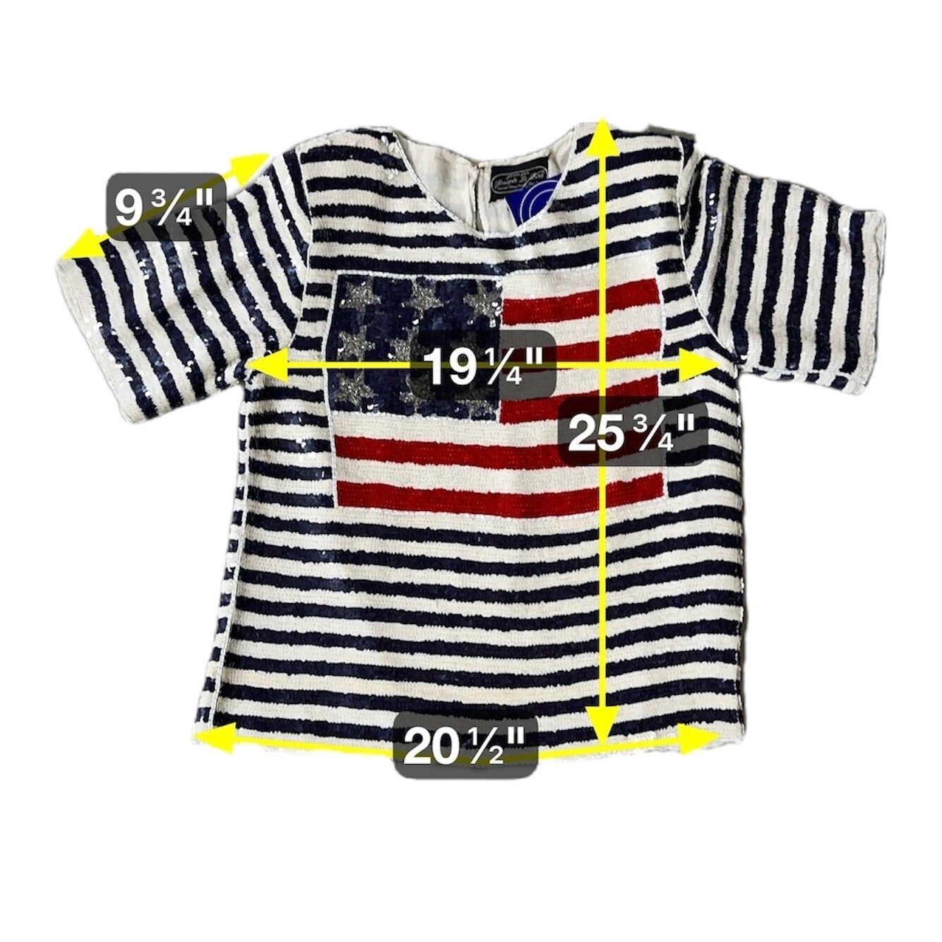 Vintage Sequin American Flag Shirt Blouse Size L Silk 1980s Patriotic July 4th