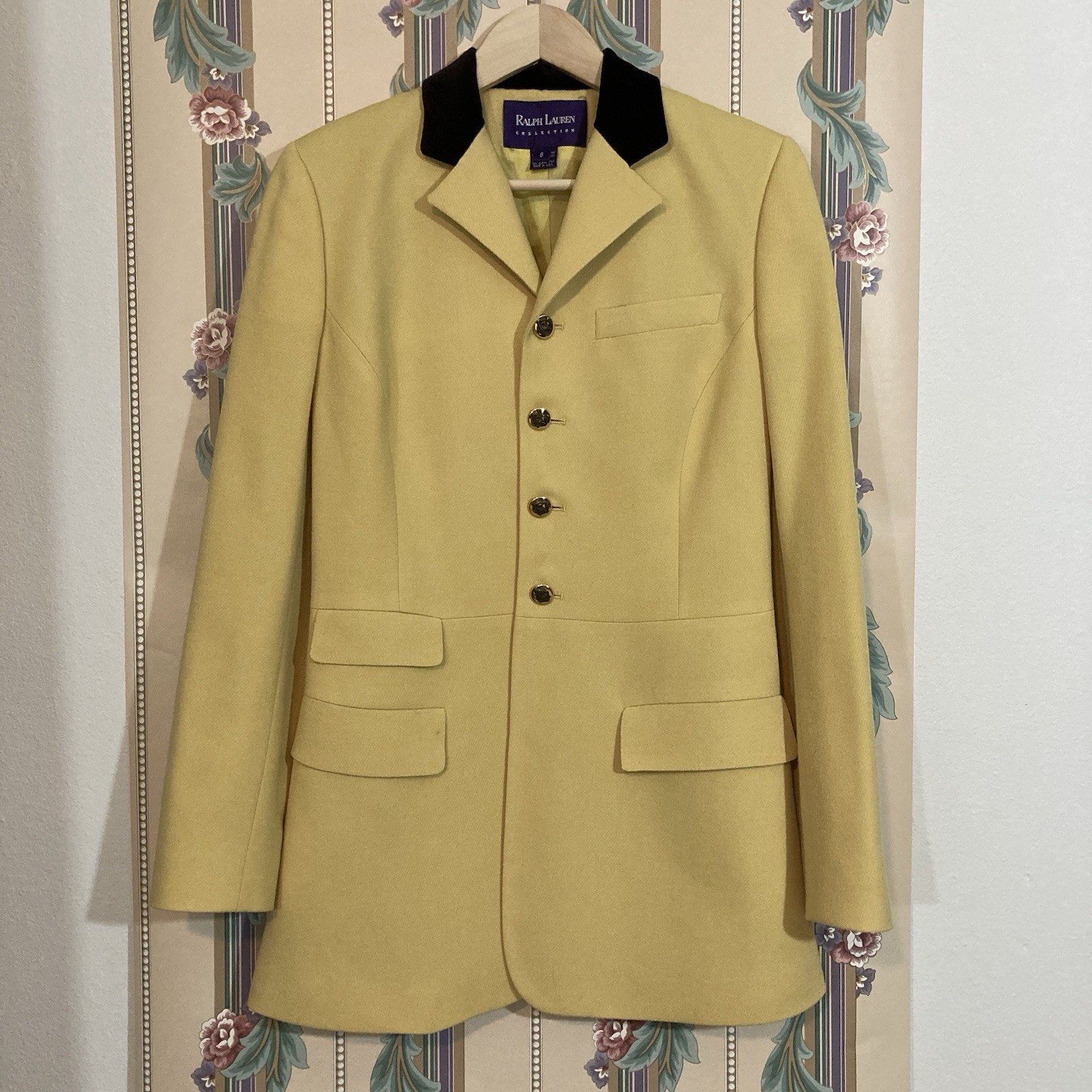Vintage Ralph Lauren Collection Yellow Equestrian Blazer Jacket VTG Purple Label