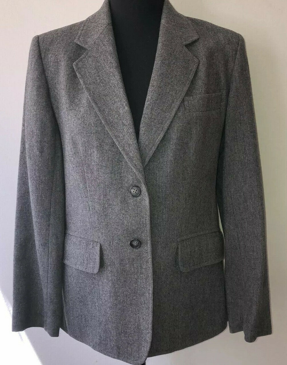 Vintage &rsquo;80s Evan Picone Classic Heathered Gray Blazer Dark Academia Preppy S/M