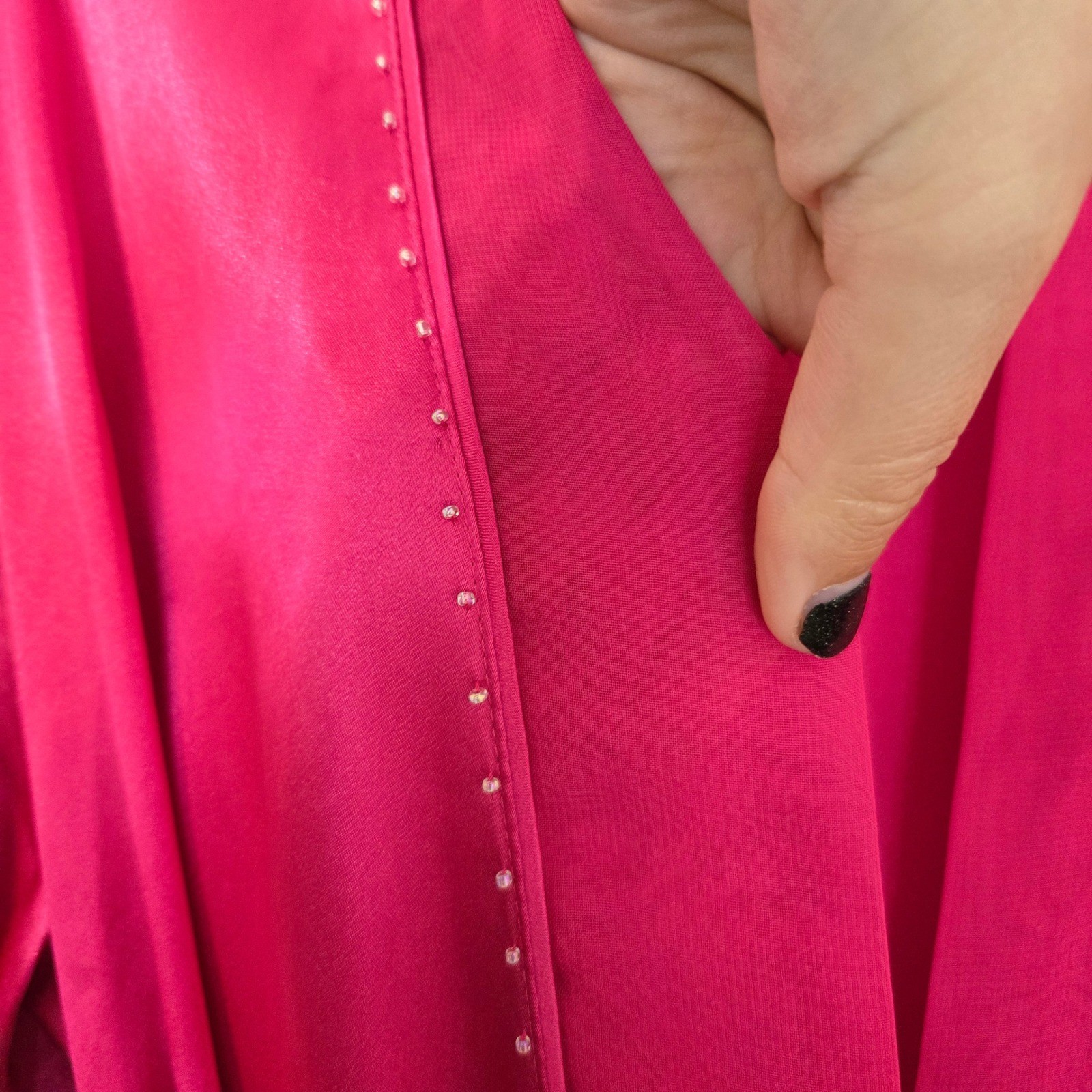 Morgan Taylor intimates L Pink Satin Robe Lace Details Loungewear Sleepwear