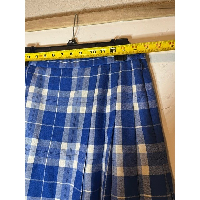 Vintage Pendleton Blue Plaid Pleated Tartan Petite 100% Virgin Wool Skirt Sz 12