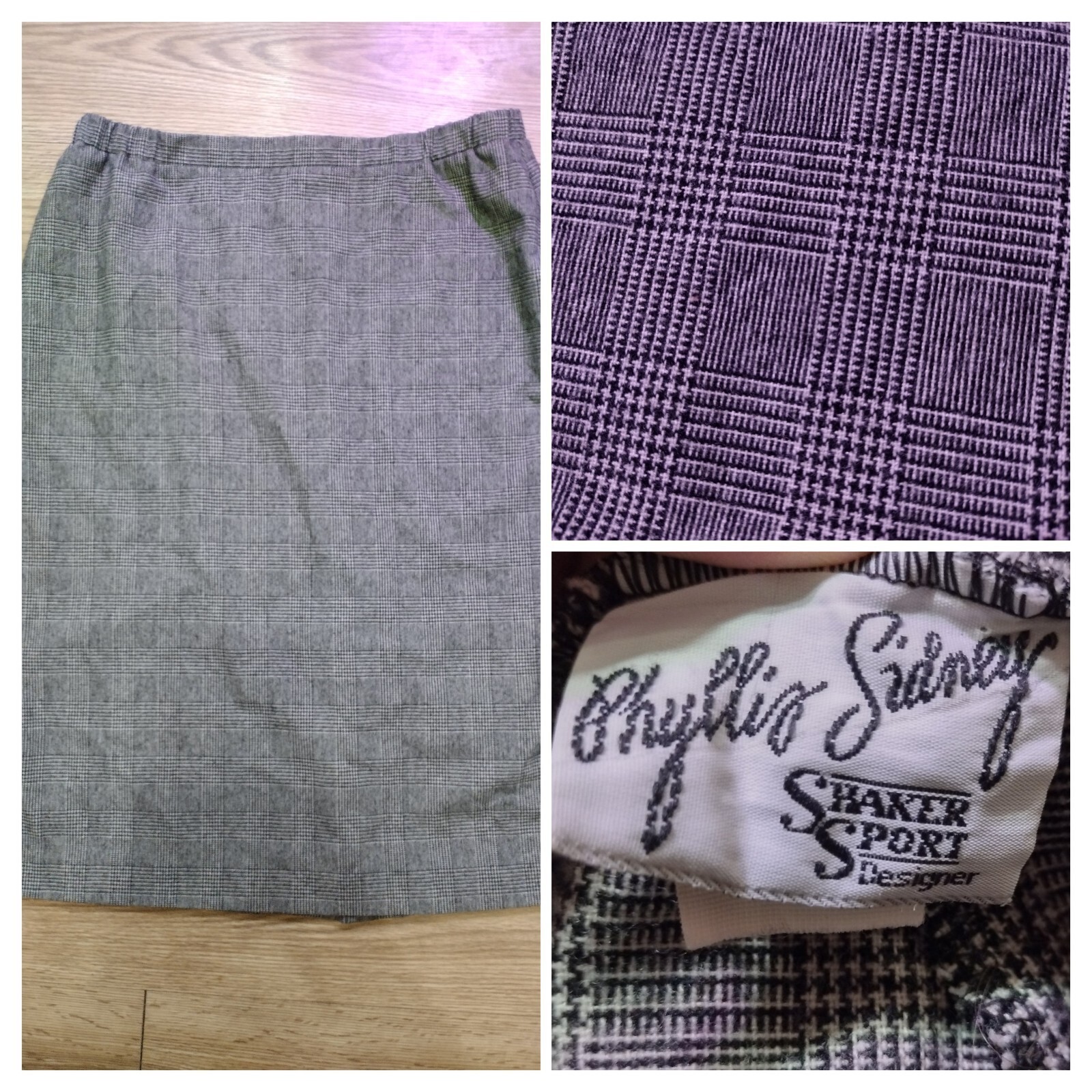 Vintage Women&rsquo;s Wool & Poly Blend Skirt Black White Phyllis Sidney Shaker Sport