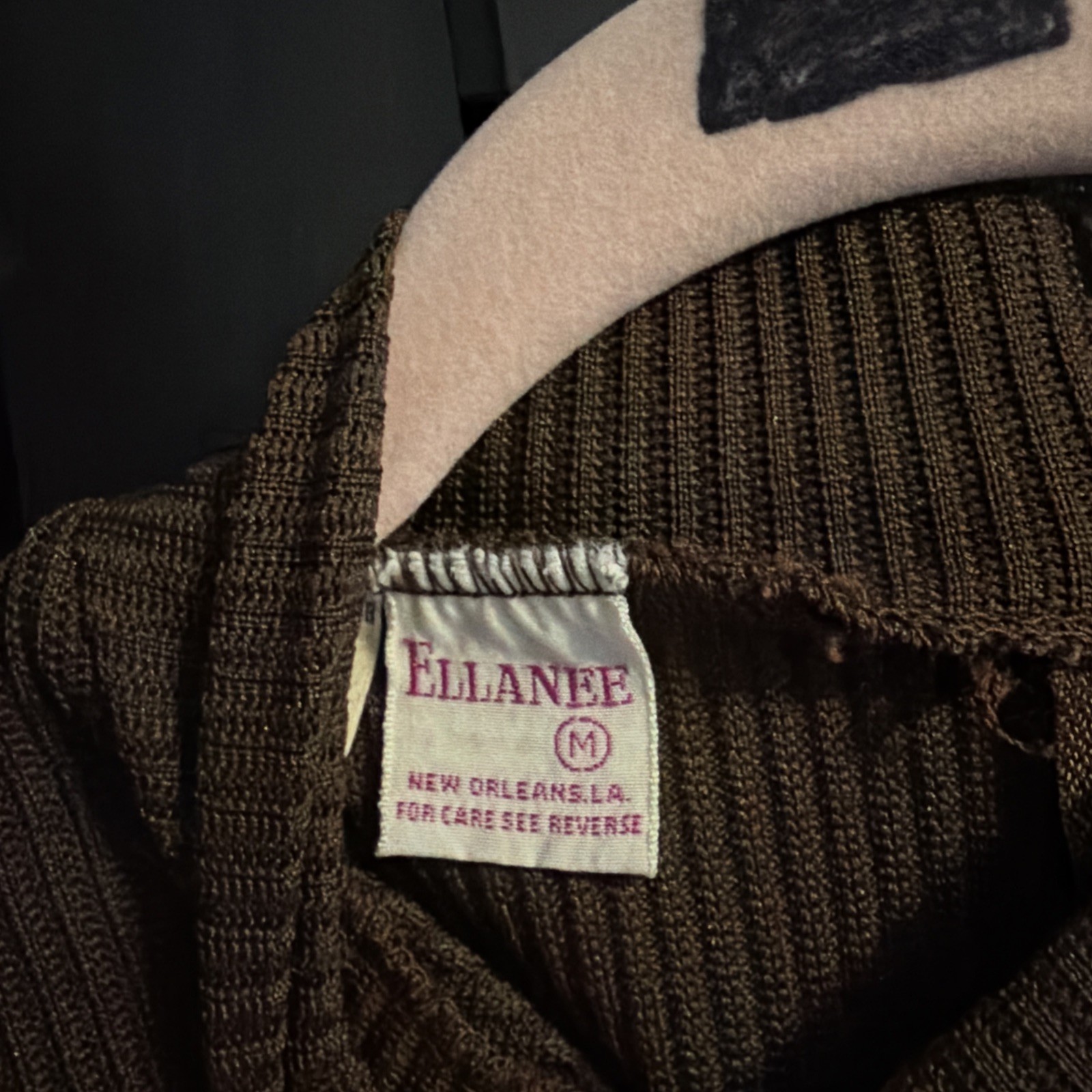 Vintage Brown Ribbed Mock Neck, Zippered Back Top with Original Tags