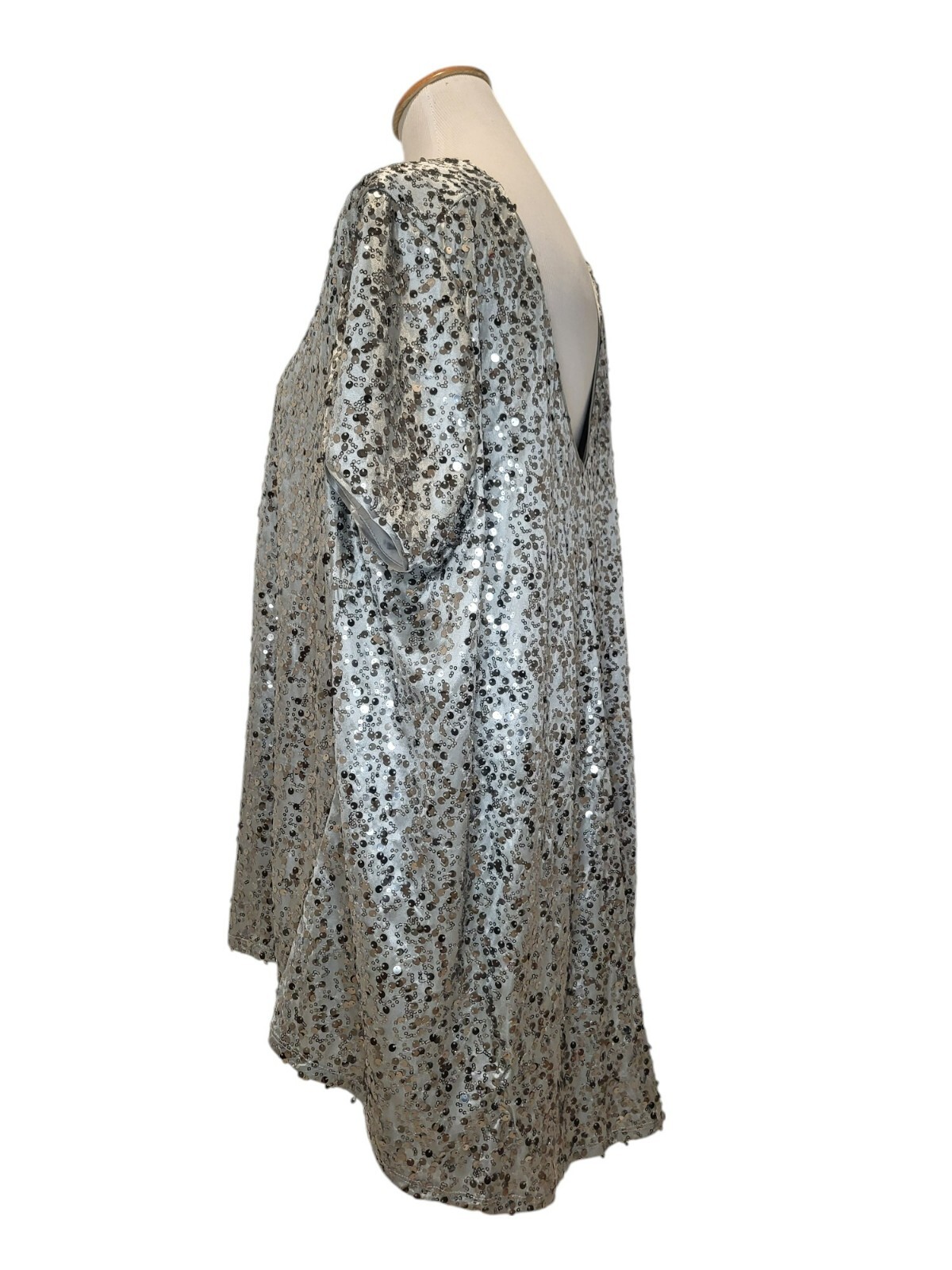 Vintage Roaman&rsquo;s Silver Sequin Sparkle Disco Glitter Glam Blouse Top Shirt 22W