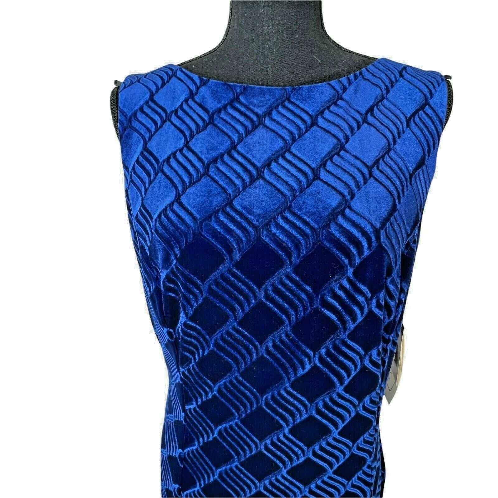 Scott McClintock Dress Women New Velvet Satin Formal Blue Pattern Maxi Open Back