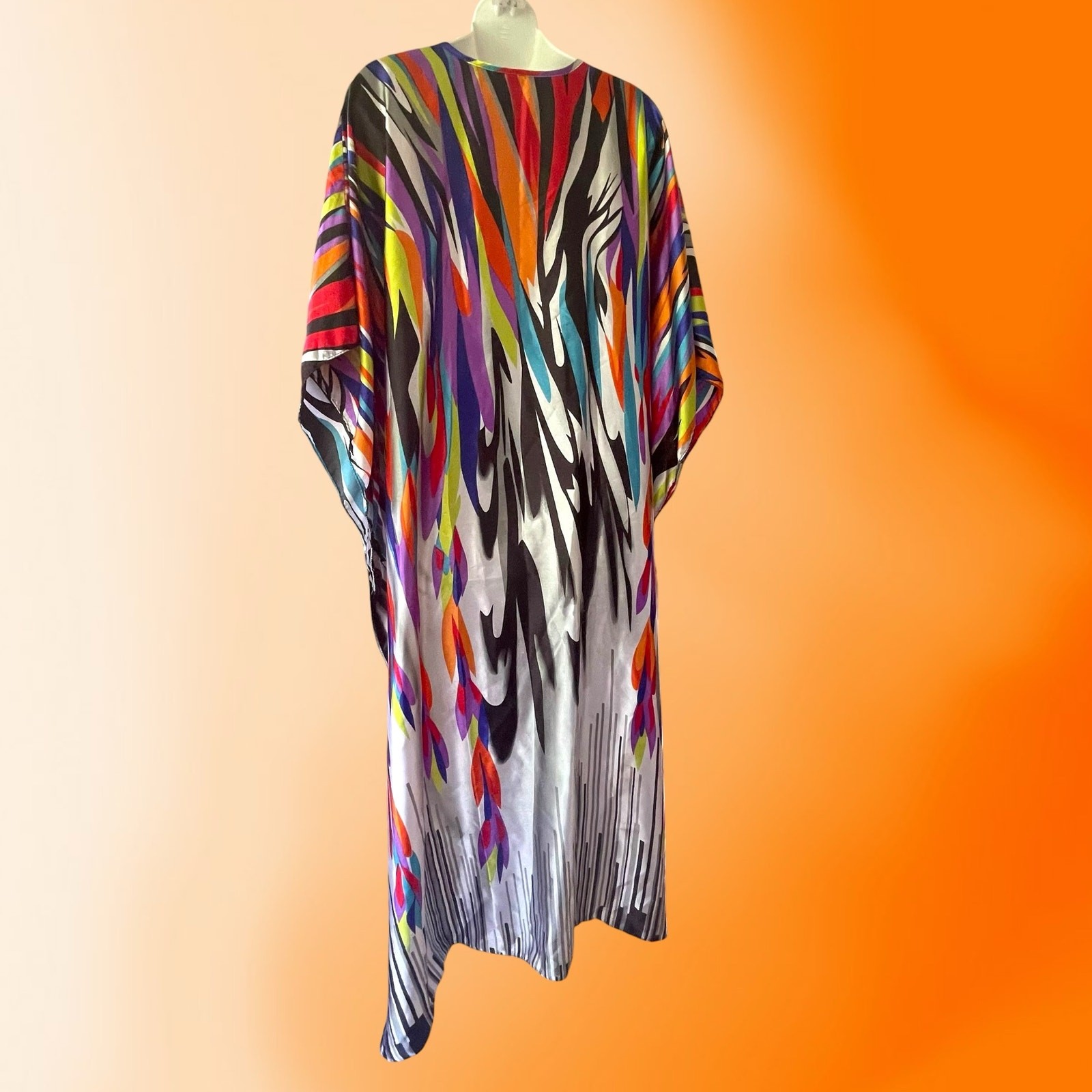 Mrs. Roper Caftan Three’s Company OSFA Winlar Abstract Colorful Swim Cover