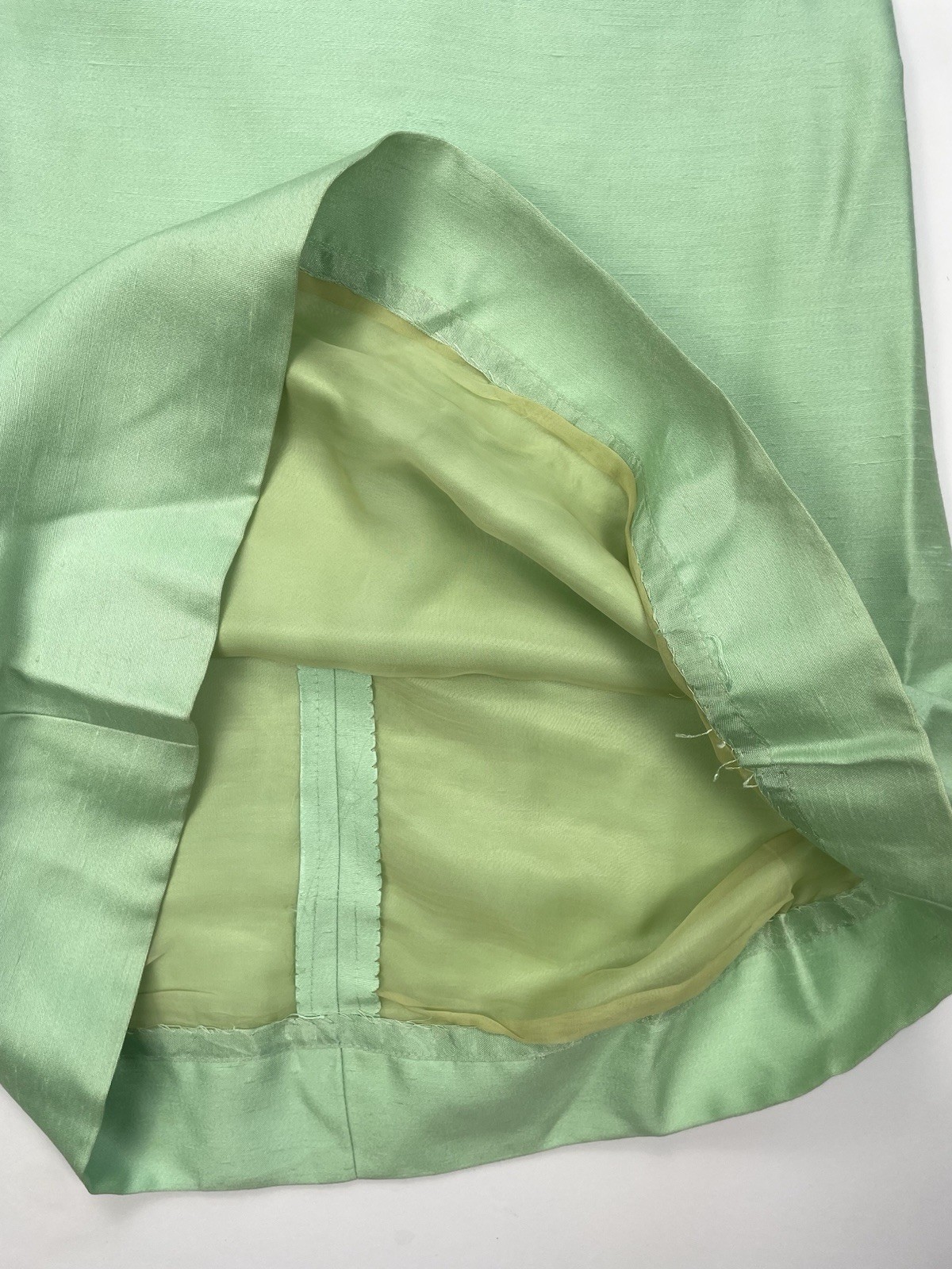 Vtg 60s Sakowitz Mint Green Dress Jacket Set Beaded Rhinestone Collar Suit Sz 12